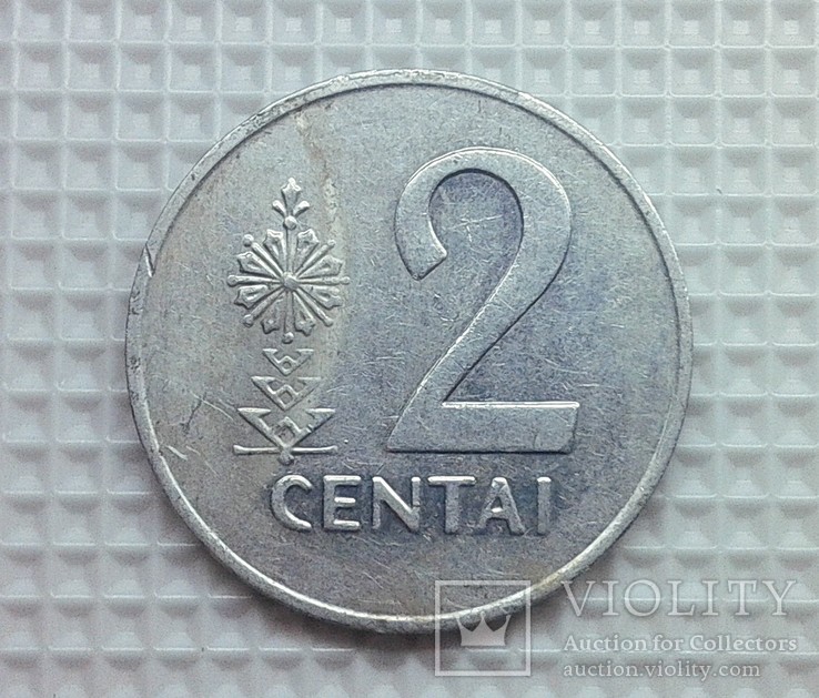 Литва 2 цента 1991, фото №2