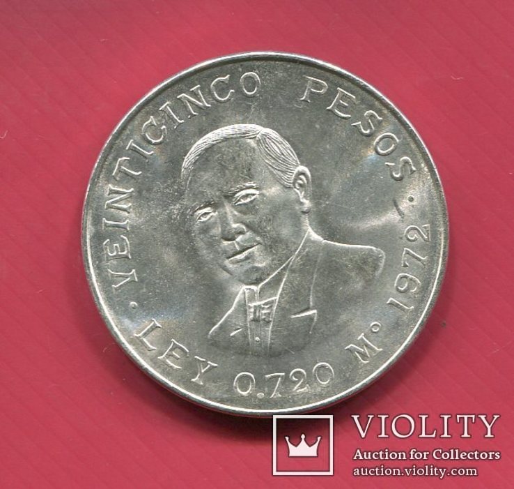 Мексика 25 песо 1972 серебро UNC, фото №2