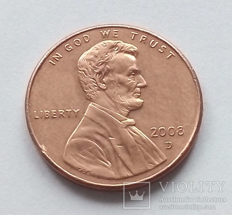 США 1 цент 2008 D, фото №2