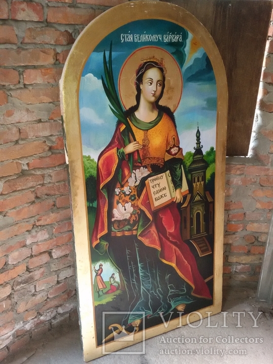 Икона Св. Варвара размером 1 м. 77 см. на 91 см., фото №3