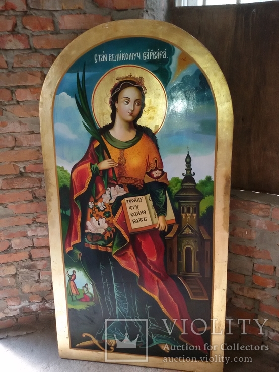 Икона Св. Варвара размером 1 м. 77 см. на 91 см., фото №5