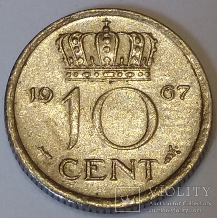 Нідерланди 10 центів, 1967, фото №2