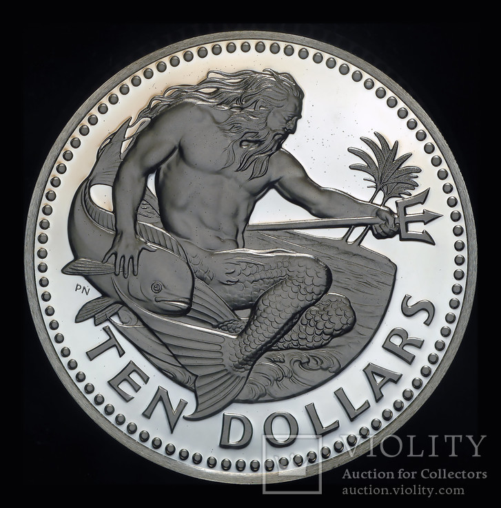 Барбадос 10 долларов 1973 пруф серебро 37,9 грамм 925 пробы