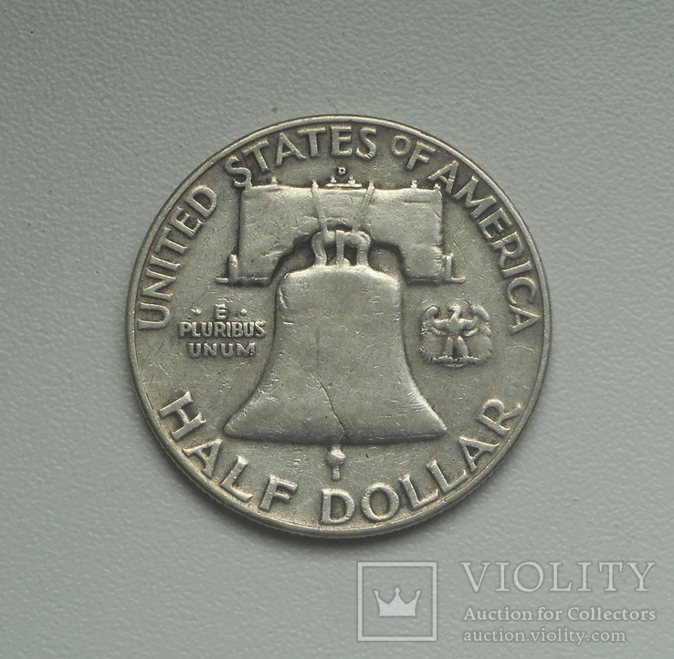 США 1/2 доллара 1952 г. (D) серебро Франклин, фото №5