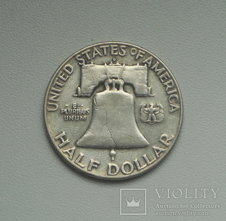 США 1/2 доллара 1952 г. (D) серебро Франклин, фото №6