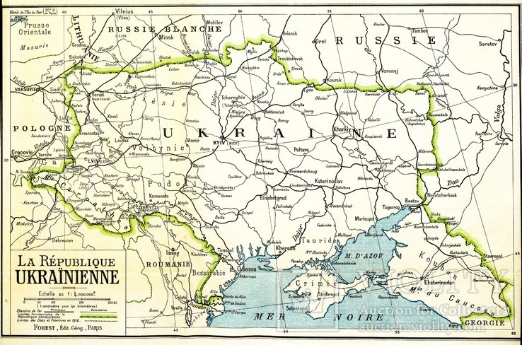 Фотокопия французкой карты Украины 1914 г.