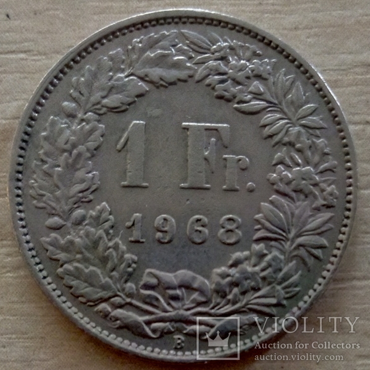 Швейцария, 1 франк 1968 В, фото №2