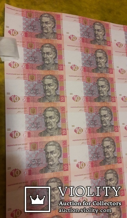 Неразрезанный целый лист НБУ 10 гривен 2015 Гонтарева, фото №4