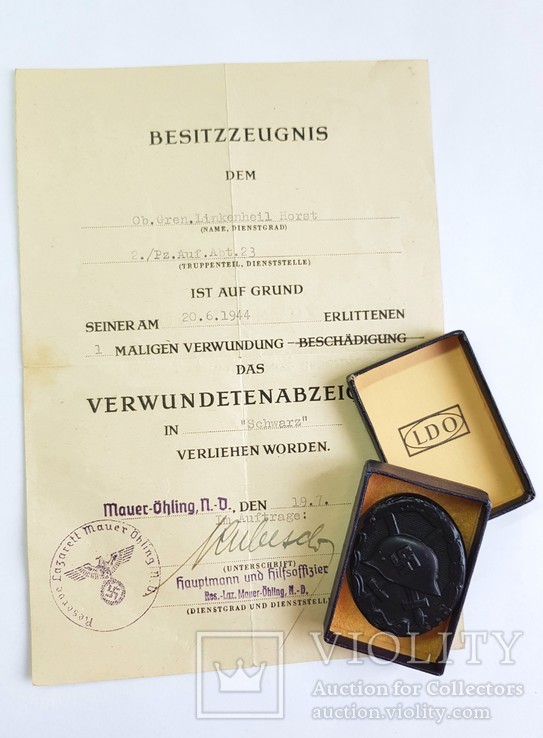 Ранение черное в оригинальной коробке с наградным документом., фото №2