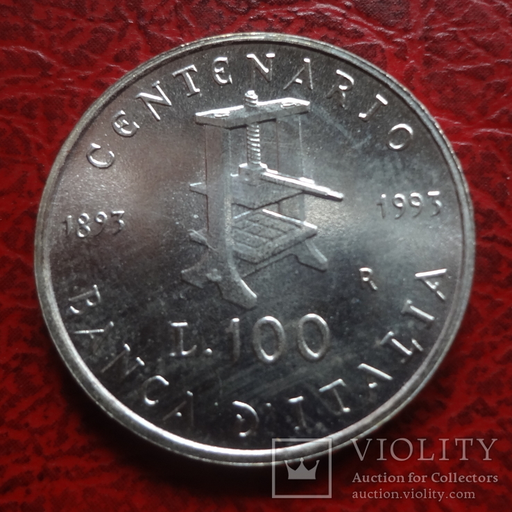 100 лир 1993  Италия серебро     ($7.4.14)~, фото №3