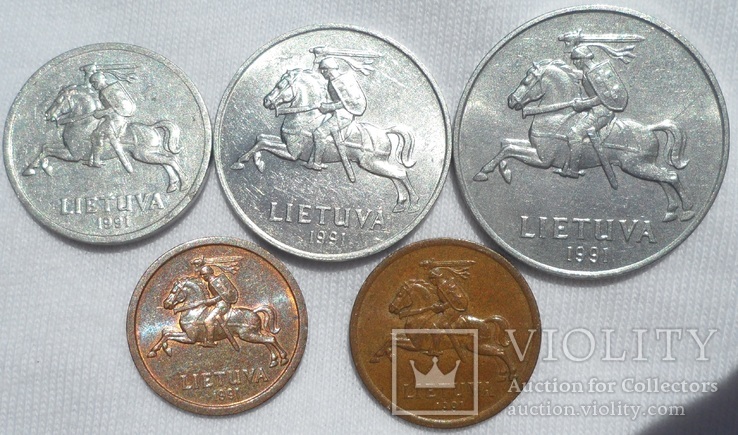 Литва Лот монет 1991 года 1, 2, 5, 10 и 20 центов 5 монет