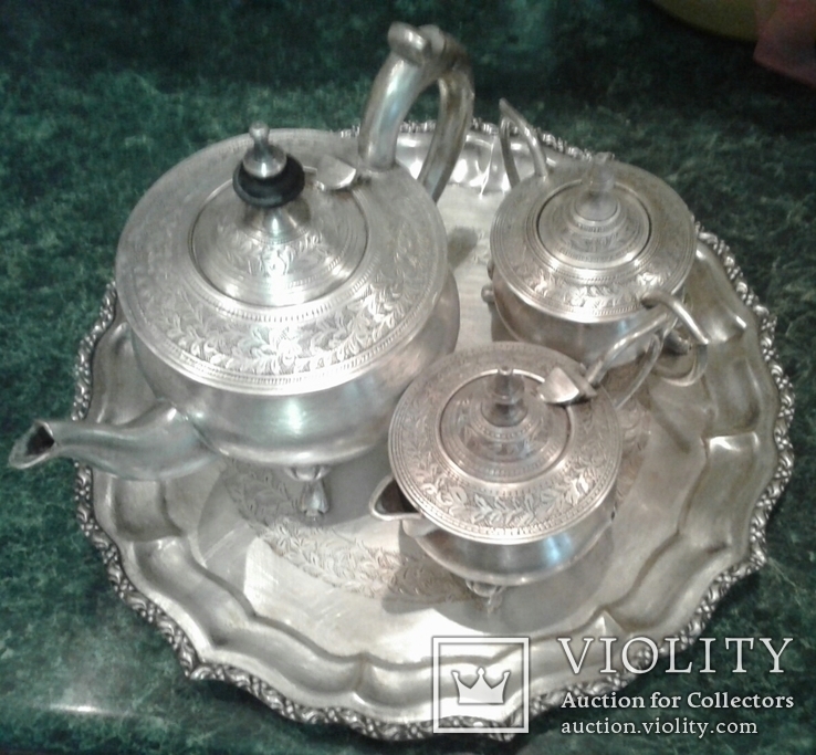 Индийский чайный сервиз  .серебро. 20 век., фото №3