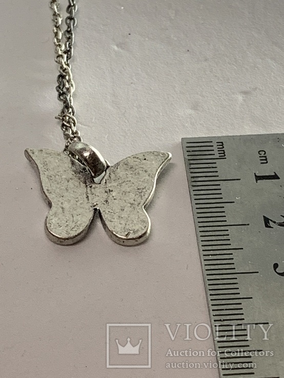 Кулон на цепочке эмалевый в виде бабочки из Англии, фото №6