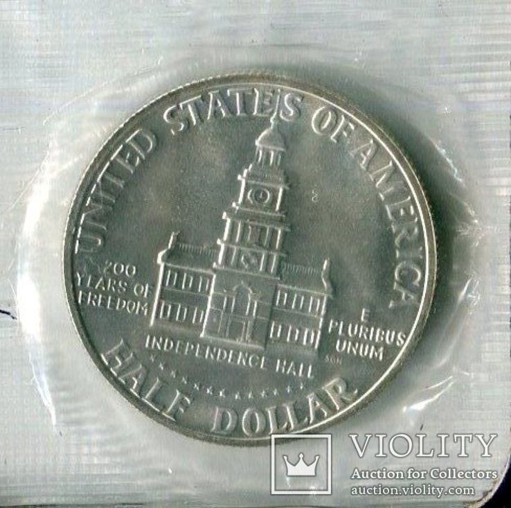 США 1/2 доллара 1976 серебро UNC из набора запайка, фото №2