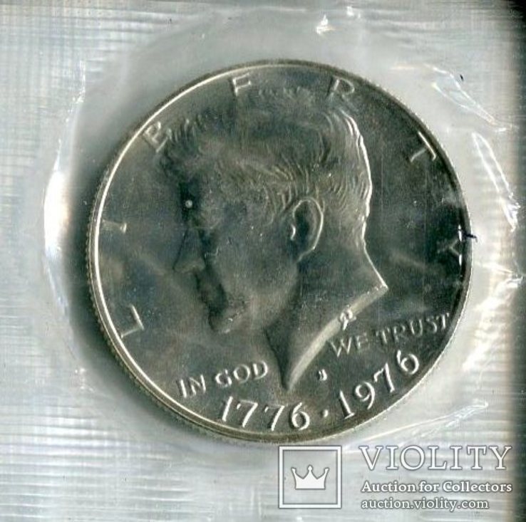 США 1/2 доллара 1976 серебро UNC из набора запайка, фото №3