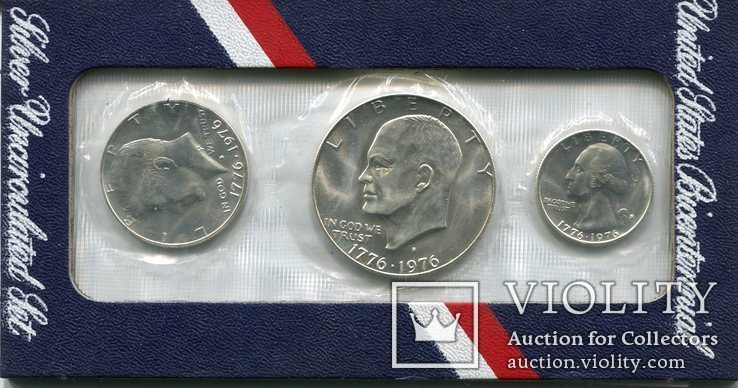 США 1/2 доллара 1976 серебро UNC из набора запайка, фото №4