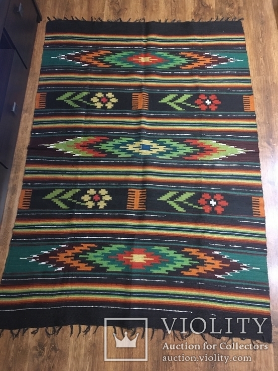 Гуцульський конопляний килим 193см х 135см, фото №3