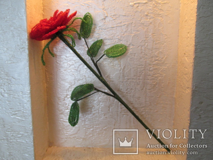 Декоративная Роза из бисера, ручной работы 2019 год, фото №9