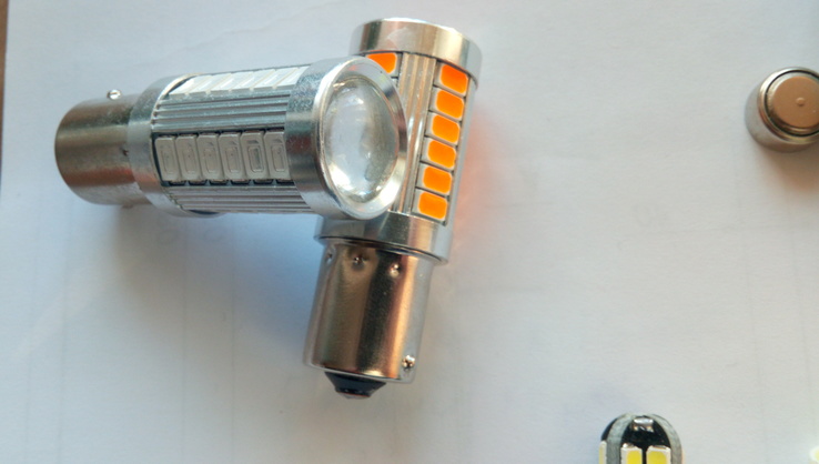 LED лампочки P21W с линзой (2 шт) одноконтактные, фото №4