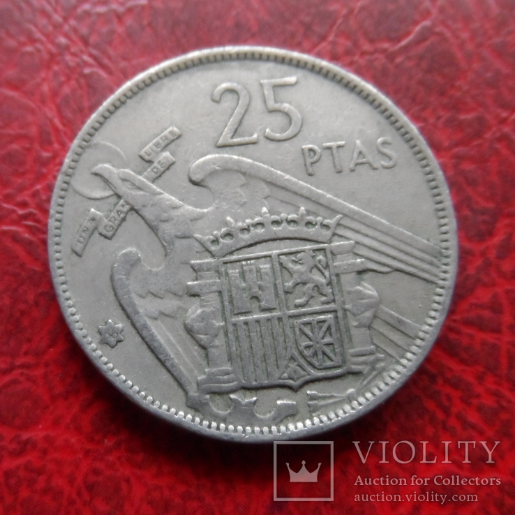 25 песет 1957 (1956 в звезде)   ($5.7.8)~, фото №2