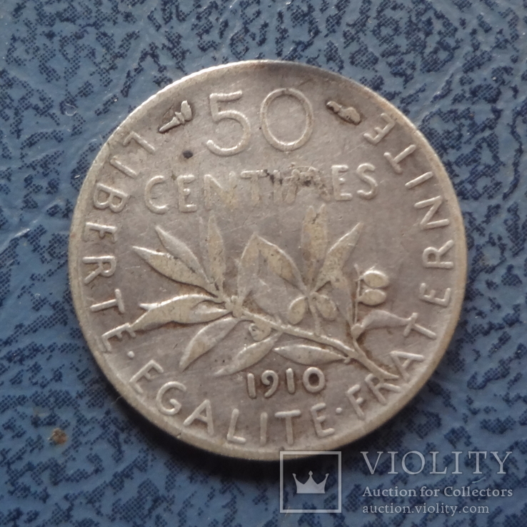 50 сантим 1910  Франция серебро, фото №2