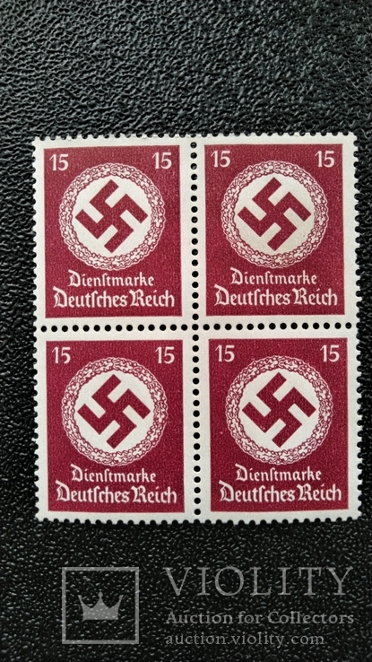 1938 г 3 Рейх марки госслужбы квартблок с в.з