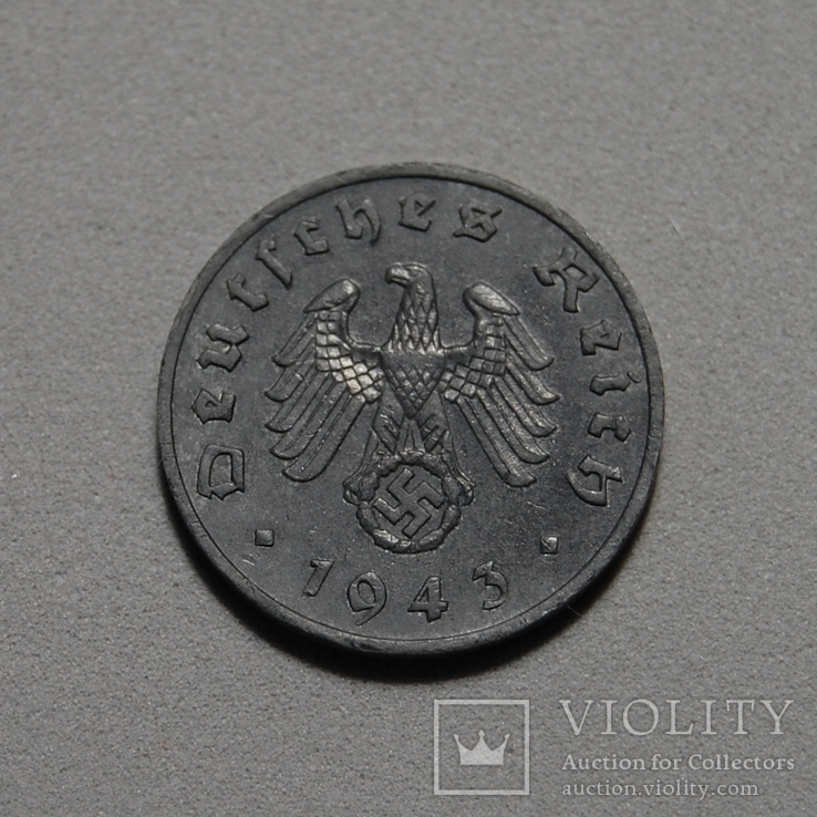 Германия - 1 Reichspfennig 1943 F - (XF), фото №3