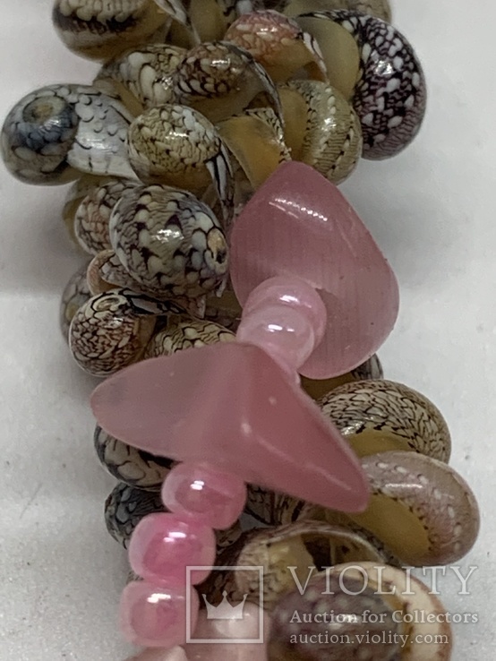 Переплитение камней с красивой окраской бусинок и  большим кулоном (кошачий глаз), фото №7