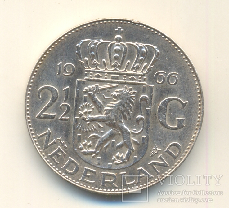 2 1/2 гульдена 1963 г. Нидерланды серебро, фото №3