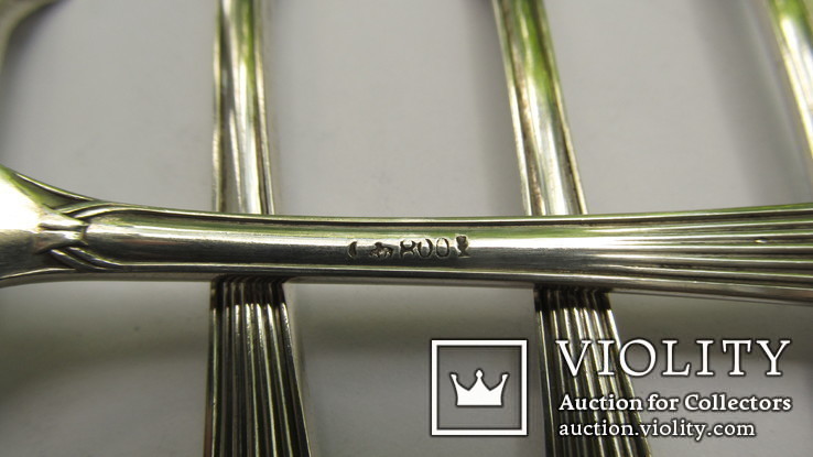 Серебряные ножи 279 гр. серебро 800 проба набор из 6 шт., фото №5