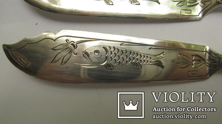 Серебряные ножи 279 гр. серебро 800 проба набор из 6 шт., фото №6