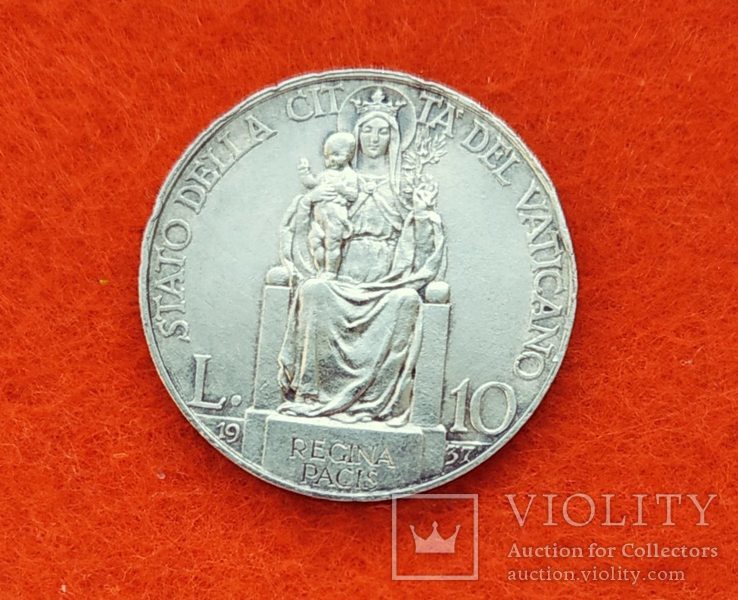 Ватикан 10 лир 1937 серебро Мадонна с ребенком