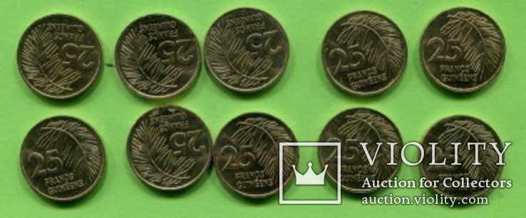 Гвинея 25 франков 1987 10 шт в лоте, фото №2
