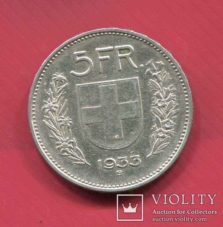 Швейцария 5 франков 1933, фото №3