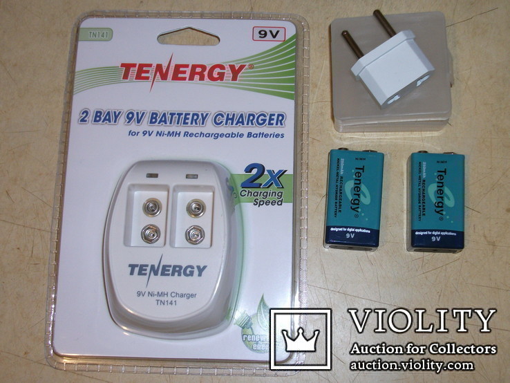 Зарядное устройство для Крон Tenergy TN141 + 2 аккумулятора Крона Tenergy 9V 250 mah, фото №2