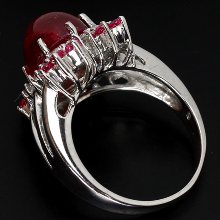 Кольцо серебряное 925 натуральный звездный рубин, красно - розовый рубин, белый сапфир., photo number 3