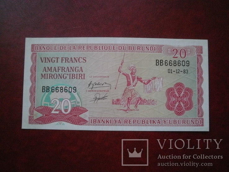 Бурунді 1983 рік 20 франків., numer zdjęcia 2