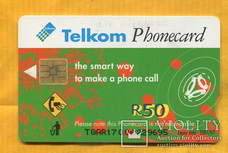 Телефонная карточка ЮАР 2001 год с чипом, фото №3