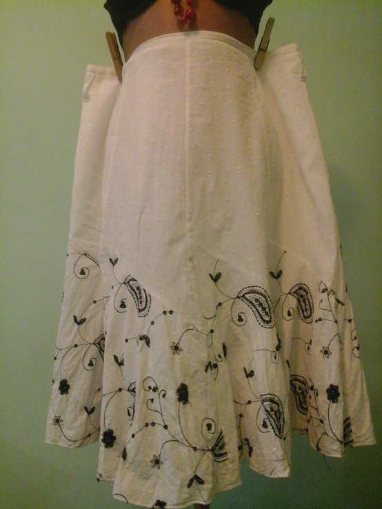 Белая юбка из хлопка, с подъюбником, пайетки, р.L, фото №3