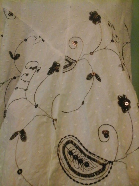 Biała spódnica z bawełny, z podyubnikom, cekiny, p. L, numer zdjęcia 6