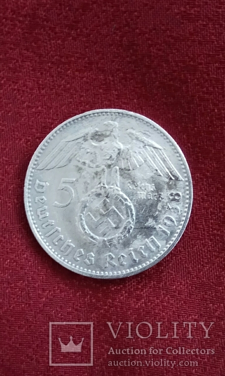 Германія 5 марок 1938 рік (J), фото №2
