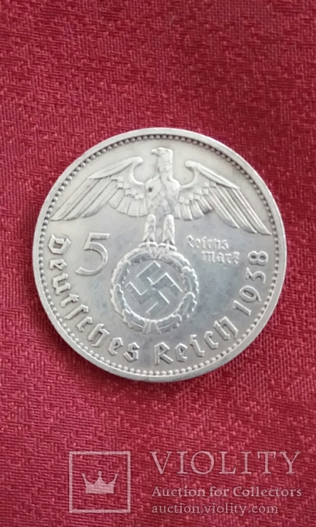 Германія 5 марок 1938 рік (Е), фото №2
