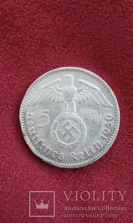 Германія 5 марок 1939 рік (J), фото №2