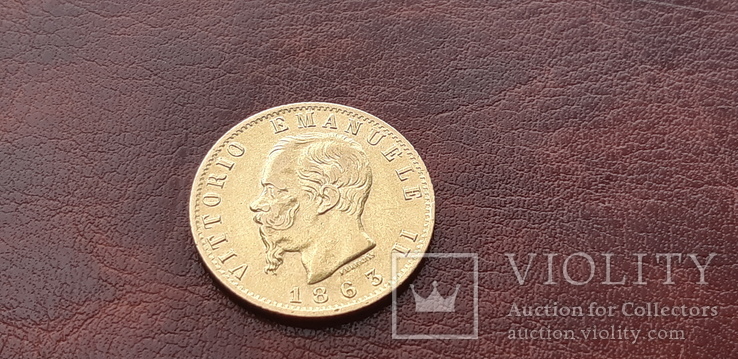 Золото 20 лир 1863 г. Виктор Эммануил II, фото №12
