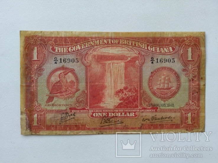 Британская Гайяна 1 доллар 1942, фото №2