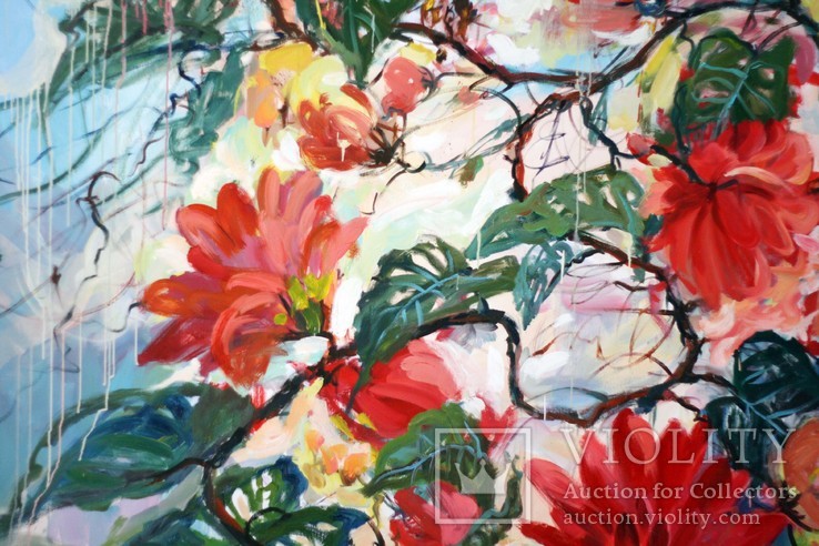 "Tropical flowers" большая картина маслом 1800х1350 мм Ю. Смаль, фото №4
