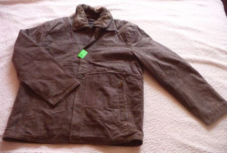 Утеплённая кожаная мужская куртка JC Collection. Лот 603, фото №11