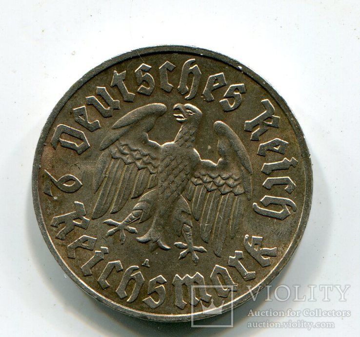 2 марки 1933 г Монетный двор А Лютер, фото №3