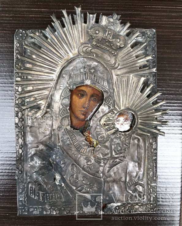 Старинная серебряная икона Казанской Божией Матери, фото №3