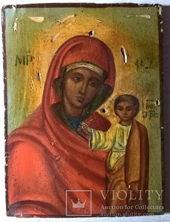 Старинная серебряная икона Казанской Божией Матери, фото №4